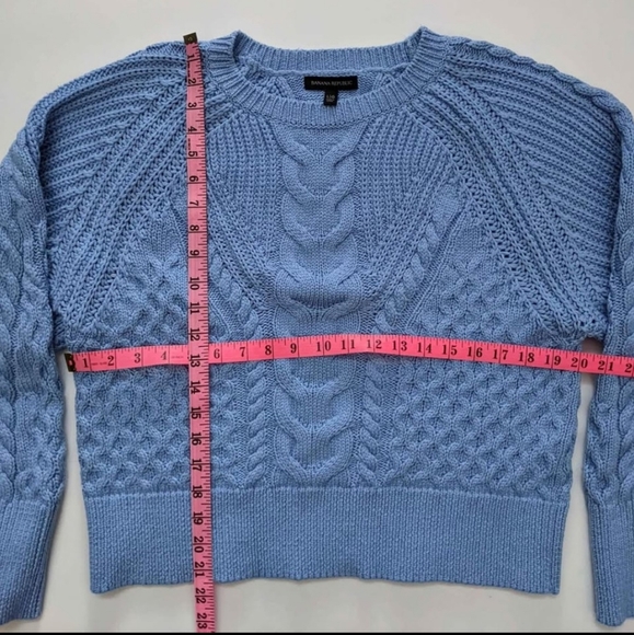Banana Republic Blue Cable Knit Crewneck Sweater, Women's Large - Picture 6 of 6